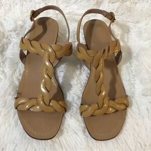 Prada patent leather Braided Tan Sandals